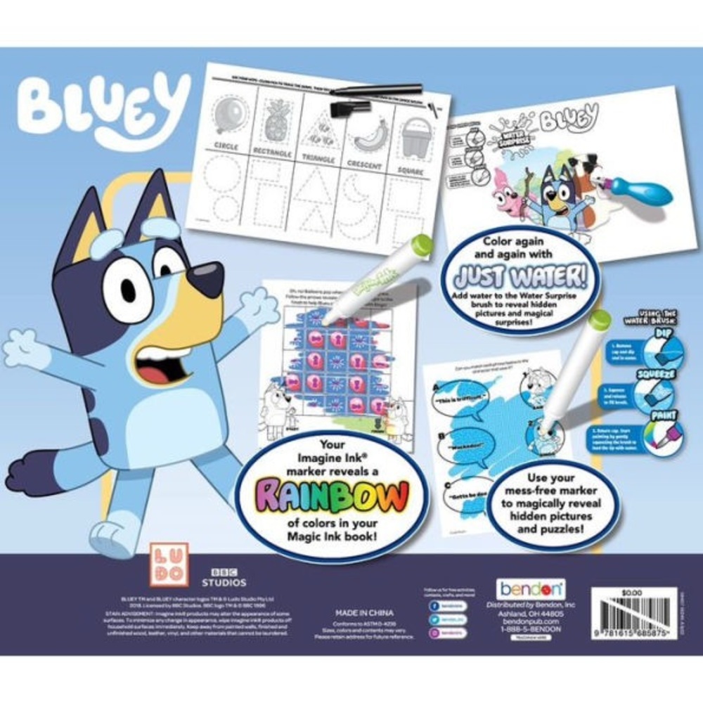 Bluey Imagine Ink 4-in-1 Activity Box Set By Bendon Mess Free Magic Ink NEW - Picture 4 of 8